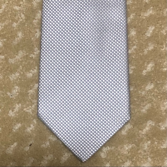 Charvet Grenadine Silk Necktie Silver White Blue